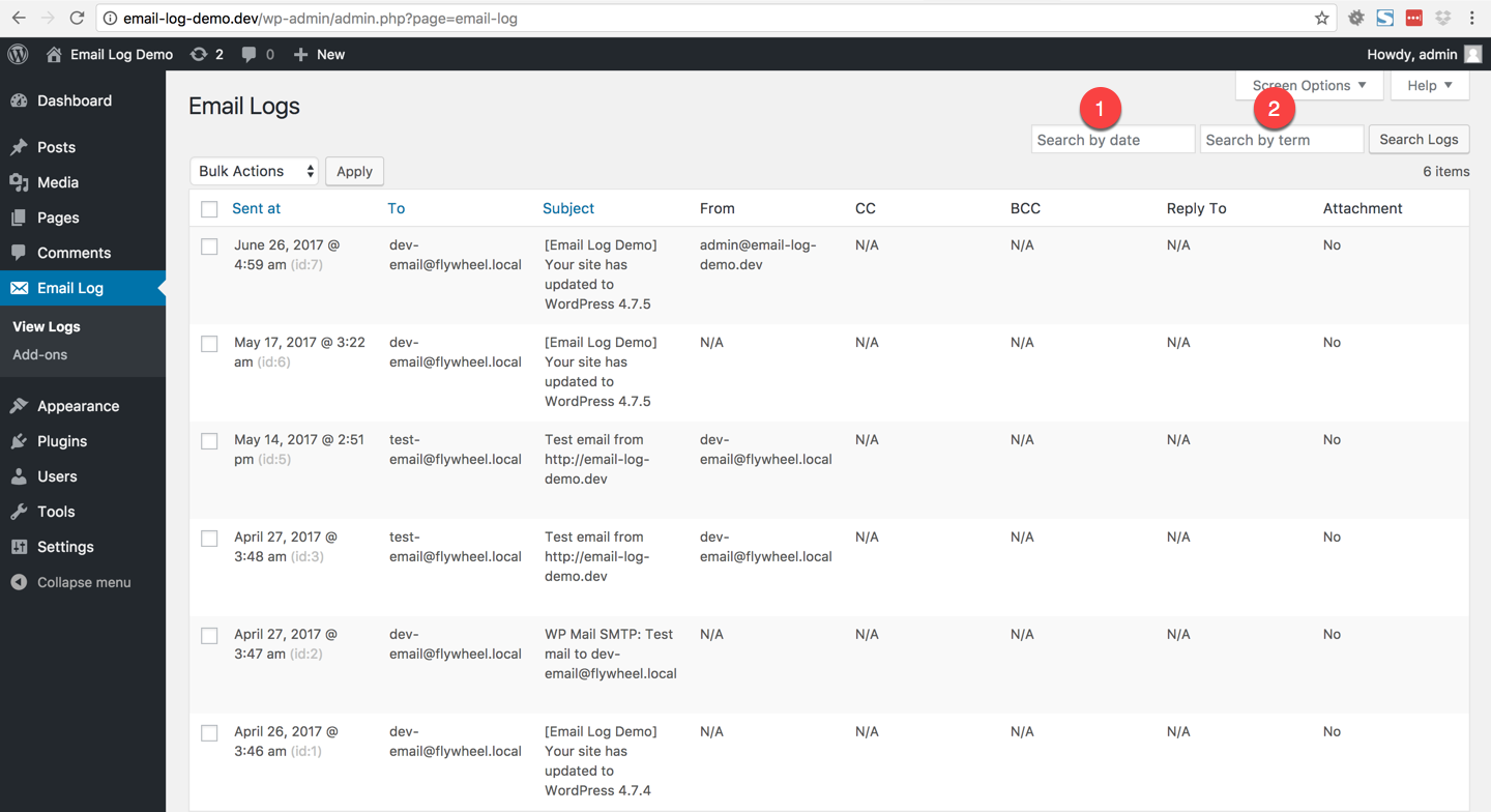 exchange email log search